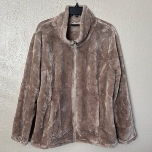 Super Soft 32 Degrees Heat Women's Plush Faux Fur Full Zip Jacket XXL Tan